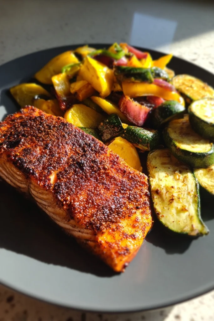 Blackened Salmon with Charred Vegetables
