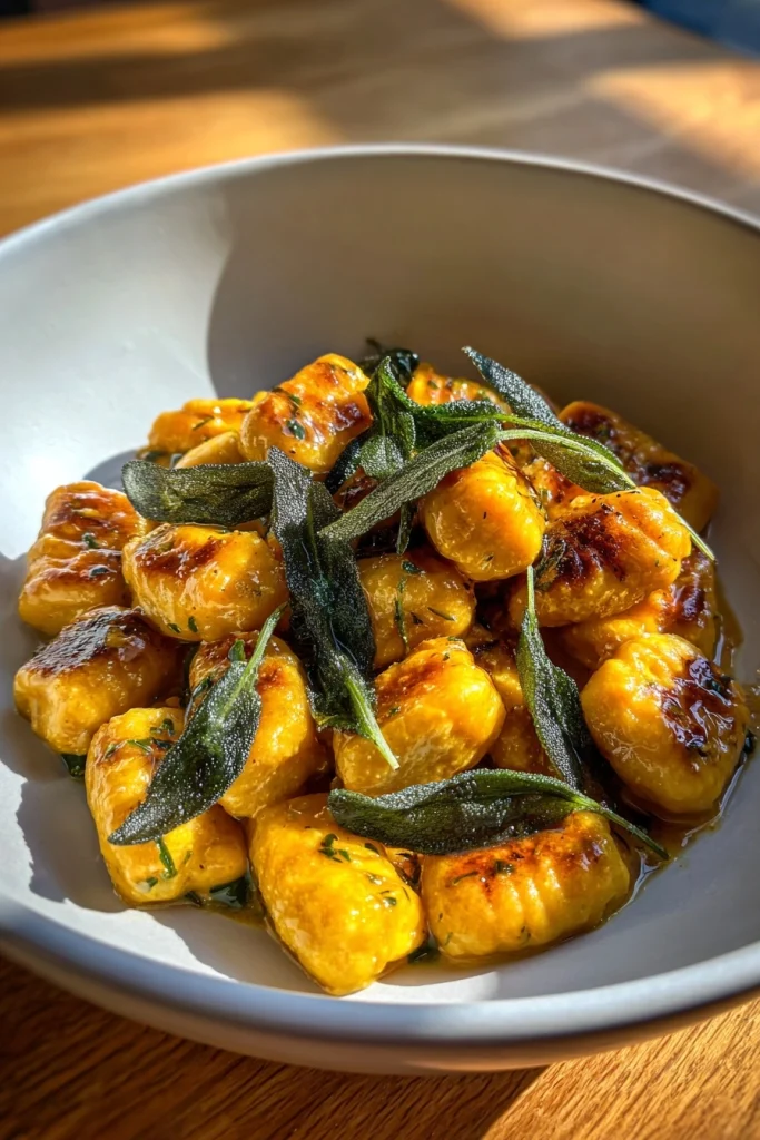 Pumpkin Sage Gnocchi in Brown Butter Sauce