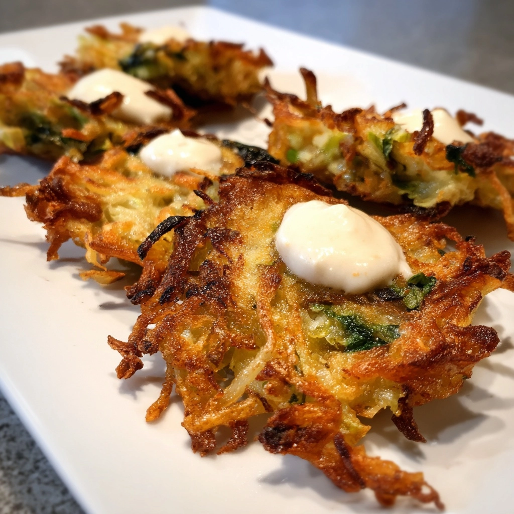 Brussels Sprout Latkes with Maple Sour Cream
