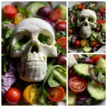 Creepy Skull Mozzarella Halloween Salad