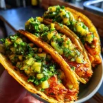 Crunchy Chicken Tacos with Poblano Avocado Salsa