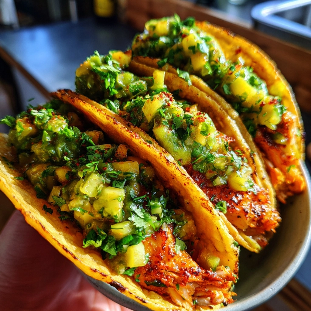 Crunchy Chicken Tacos with Poblano Avocado Salsa