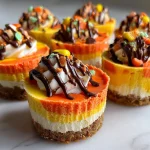 Halloween Candy Corn Mini Cheesecakes