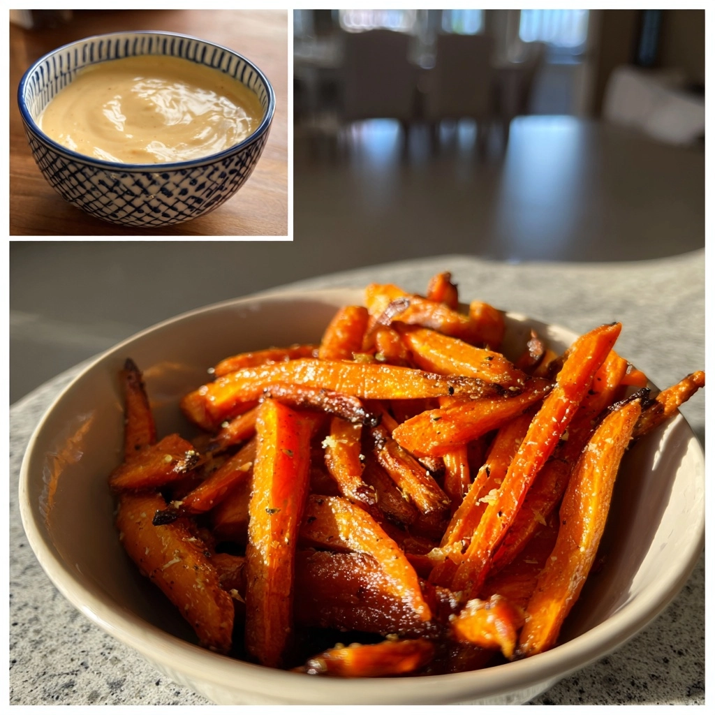 Maple Roasted Carrot Fries with Spiced Yogurt Dip