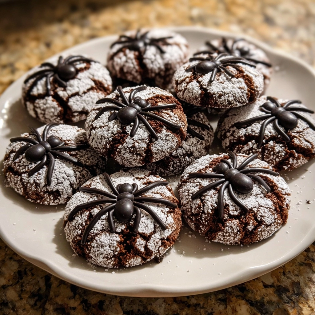 Spider Chocolate Crinkle Cookies