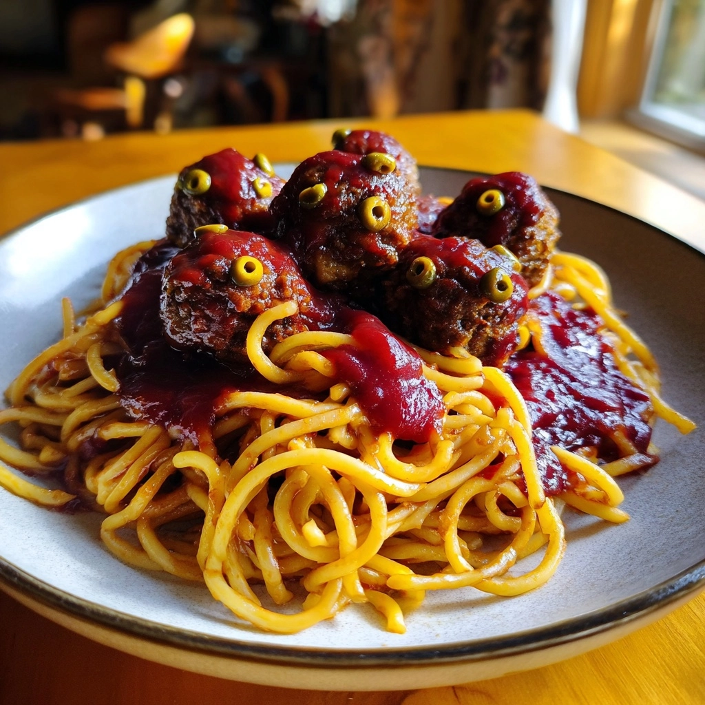 Spooky Spaghetti and Stuffed Meatballs for a Fang-tastic Feast