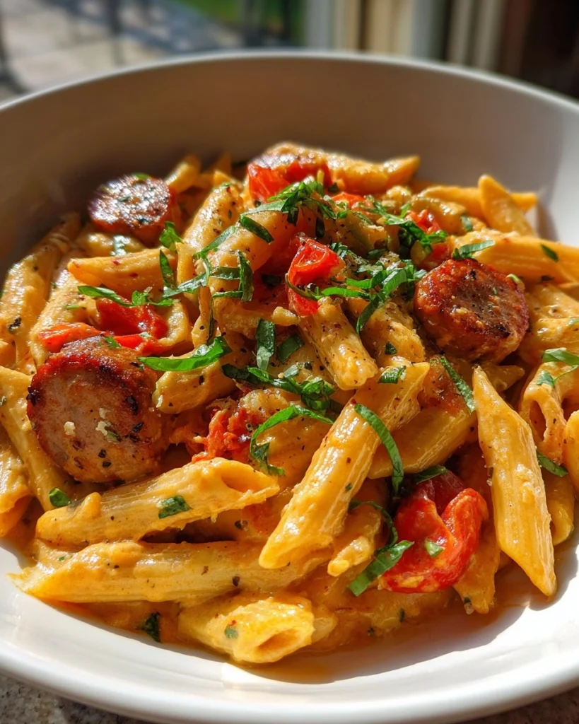 Creamy Cajun White Cheddar Sausage Penne