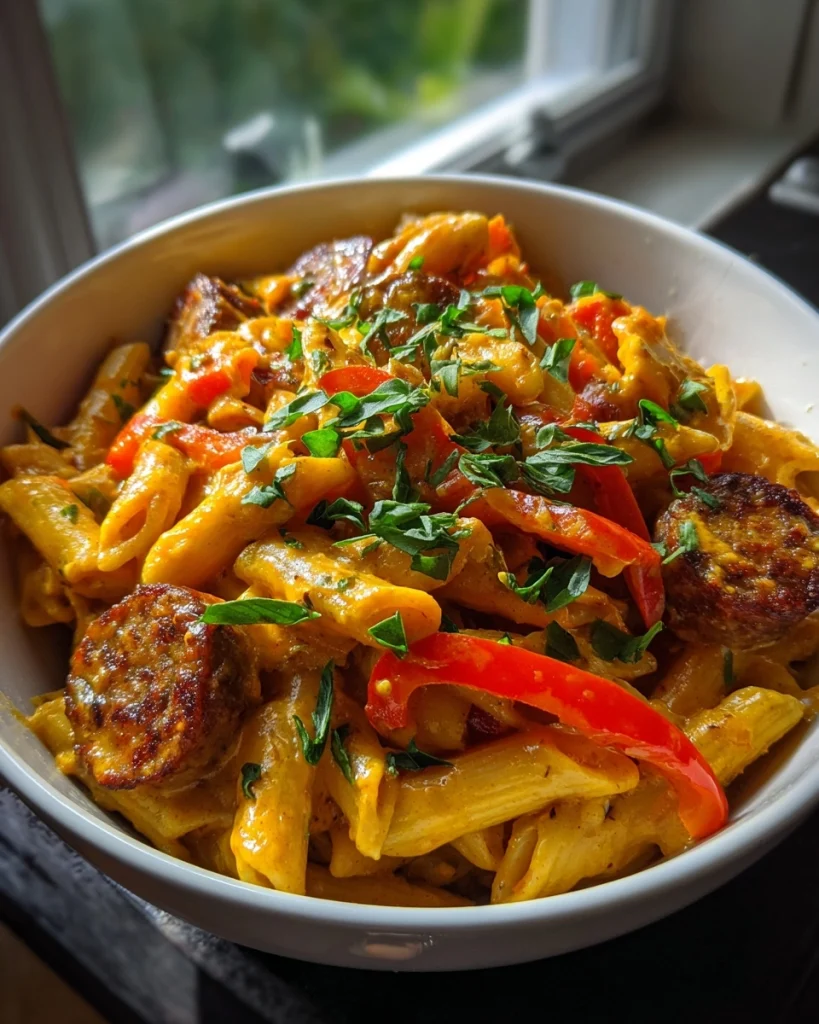 One Pot Creamy Cajun Sausage Pasta