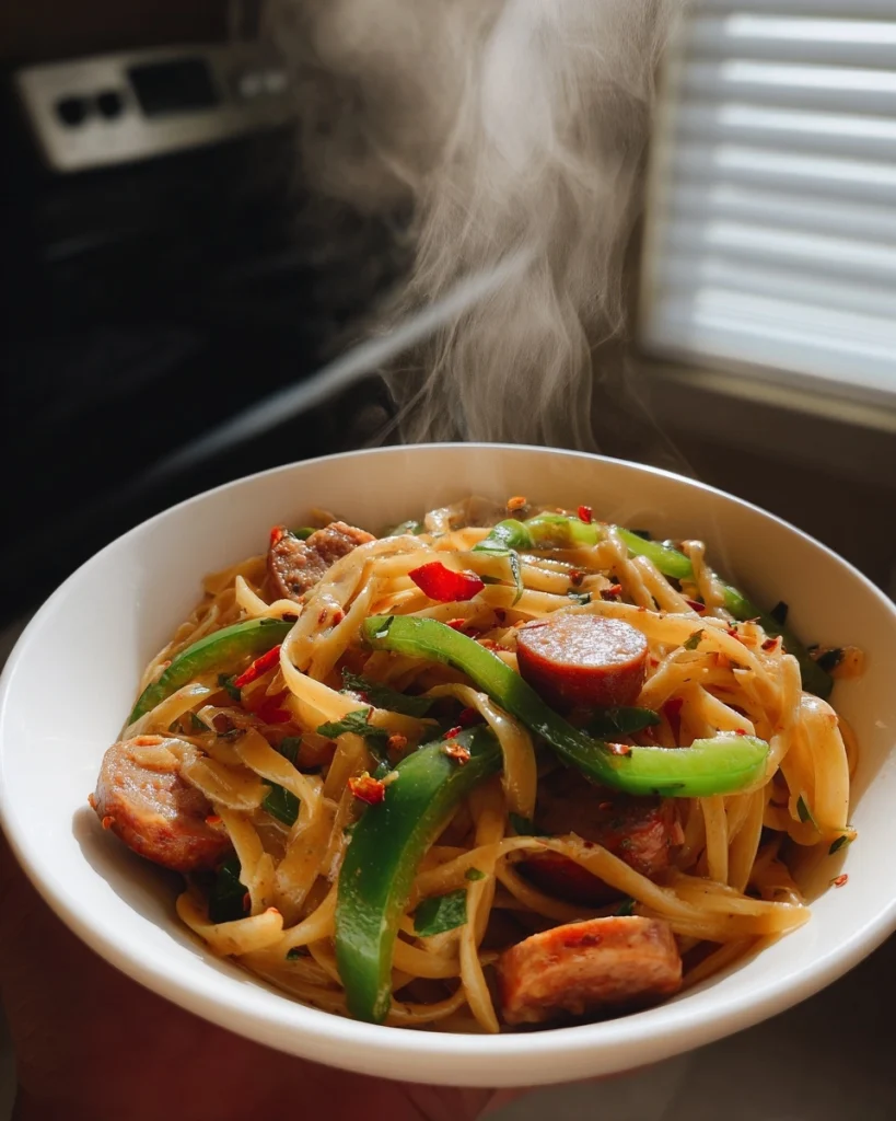 One Pot Spicy Cajun Ranch Sausage Pasta