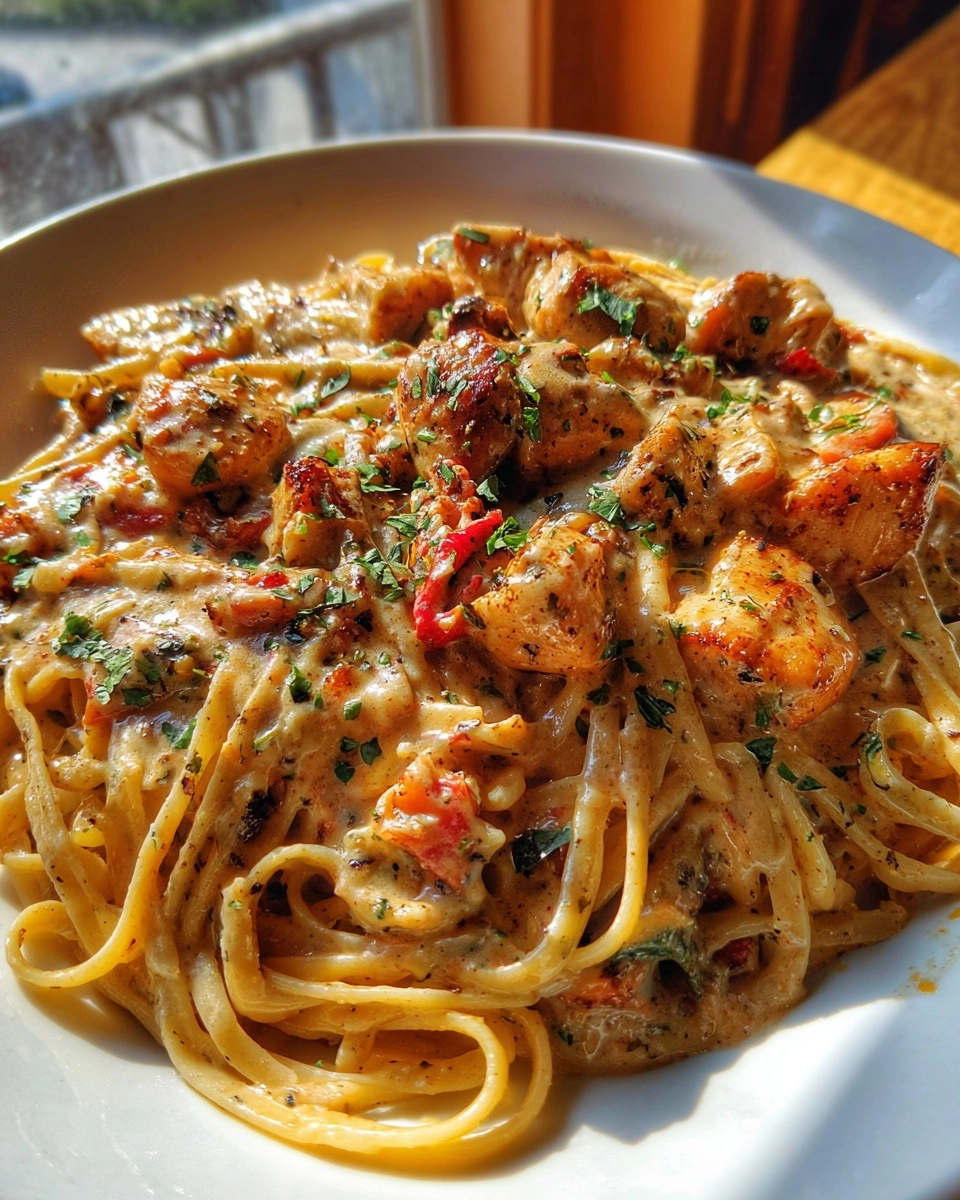 Skillet Creamy Garlic Parmesan Cajun Chicken Pasta