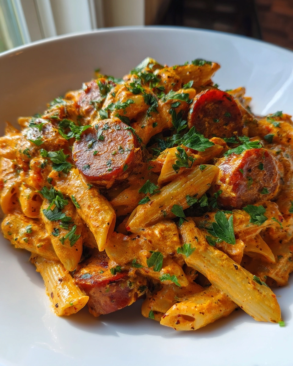 Skillet Creamy Smoky Cajun Sausage Penne