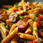 Sticky Sweet Chili Garlic Sausage Penne