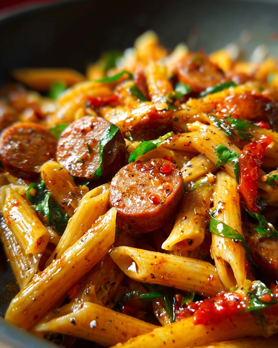 Sticky Sweet Chili Garlic Sausage Penne