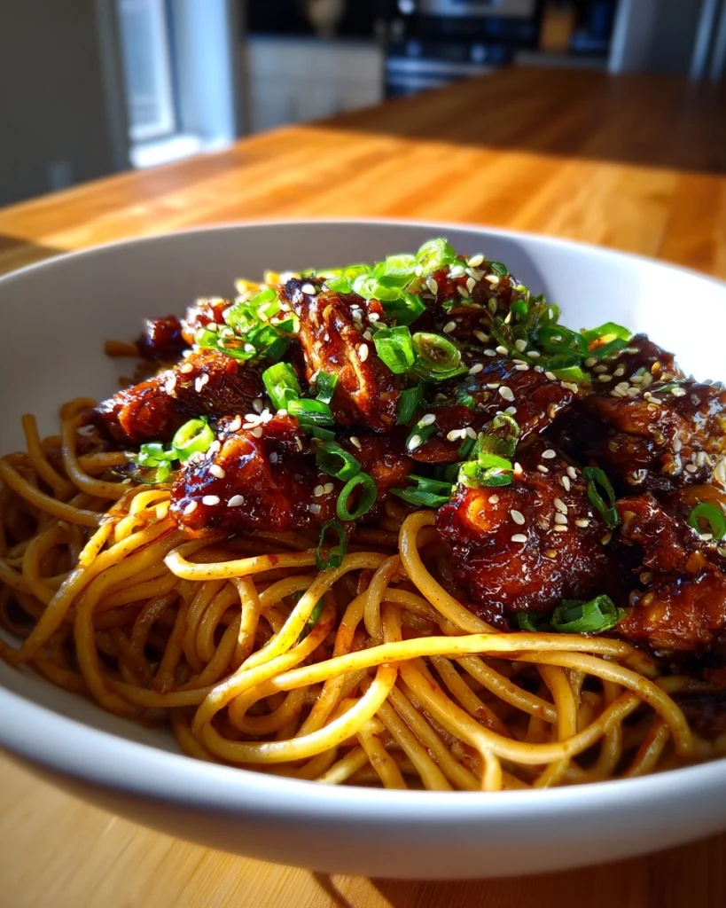 Sticky Teriyaki BBQ Chicken Pasta Skillet