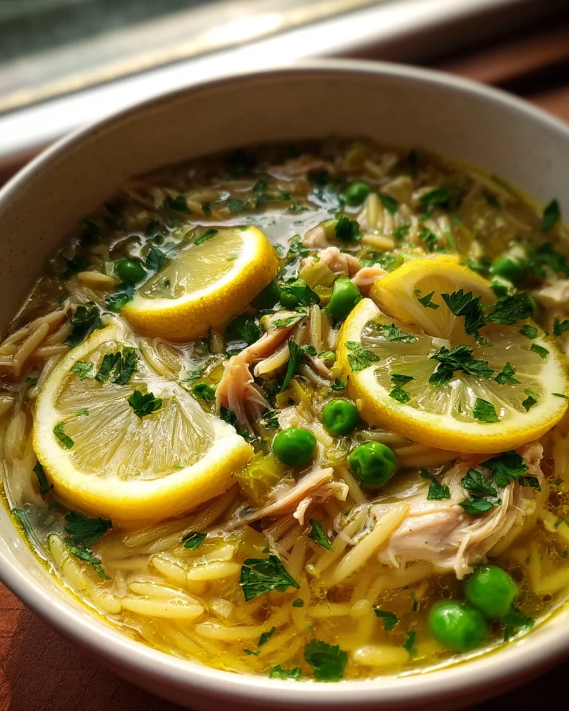 Bright Lemon Orzo Chicken Soup in a Bowl of Sunshine