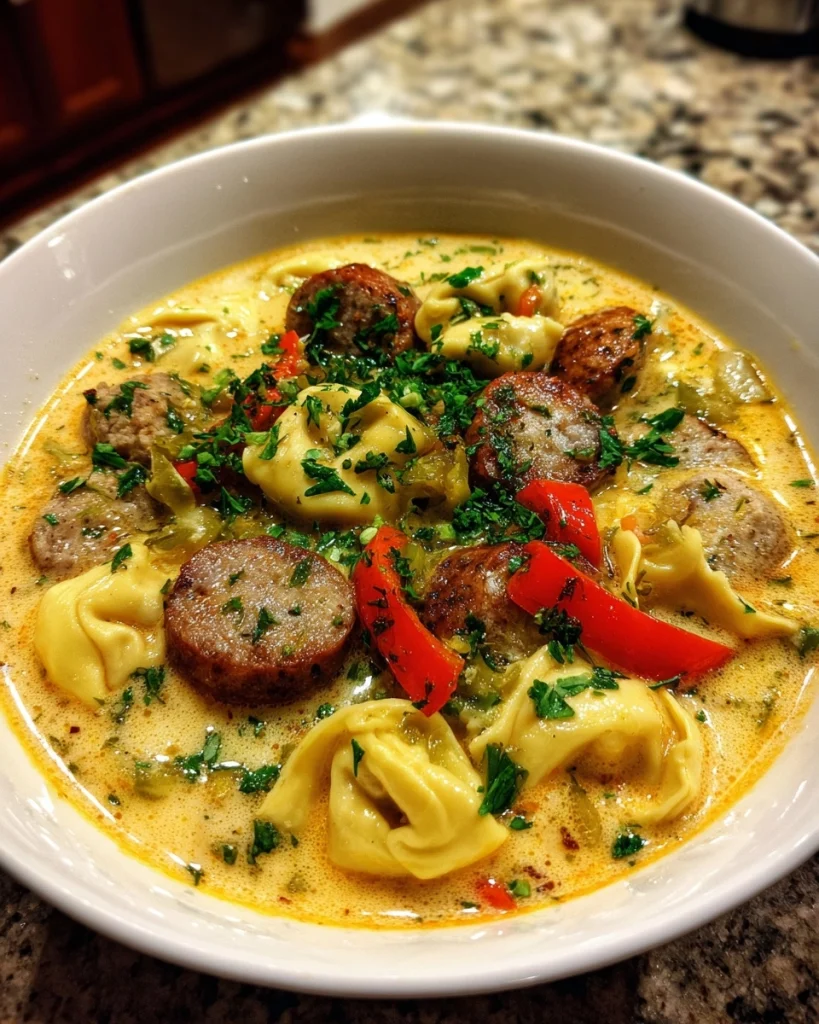 Creamy Cajun Tortellini Soup with Sausage (Spicy Cozy Hug in a Bowl)