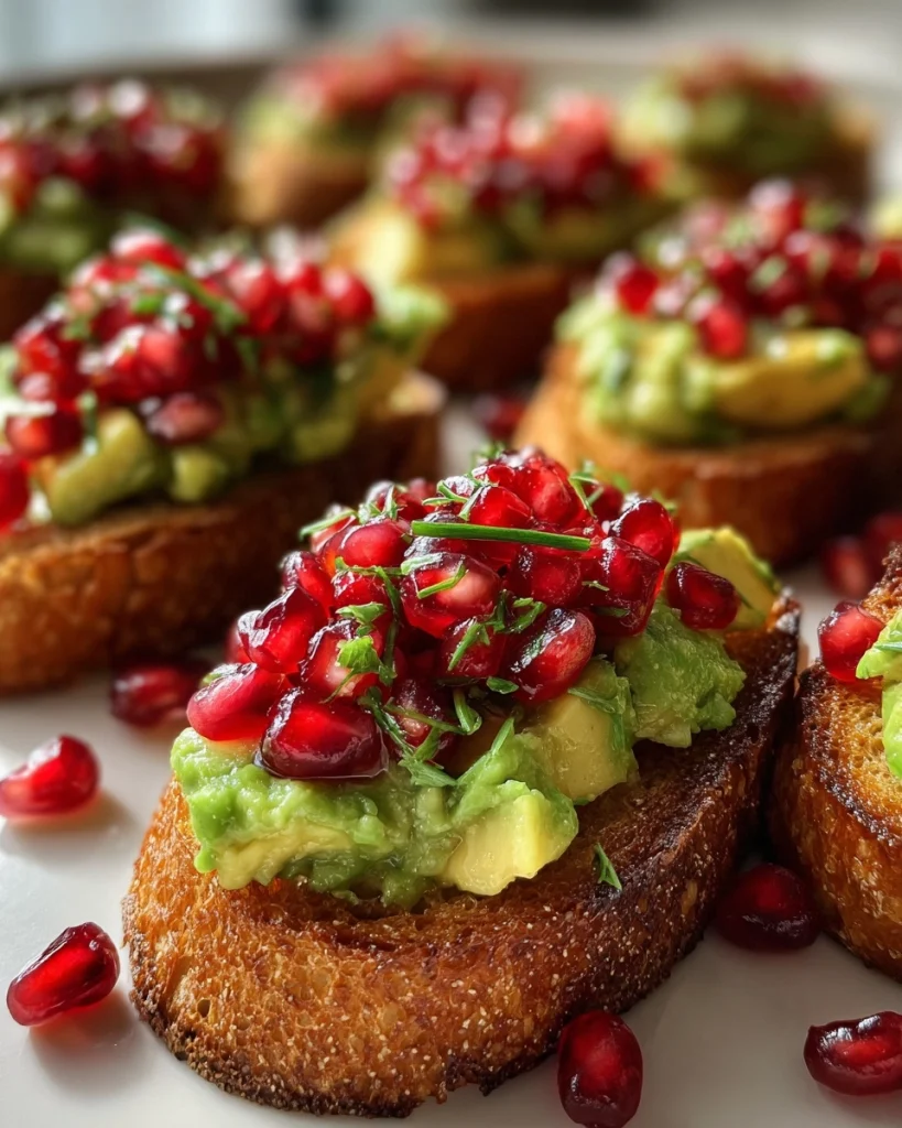 Mini Avocado Toasts with Pomegranate Salsa