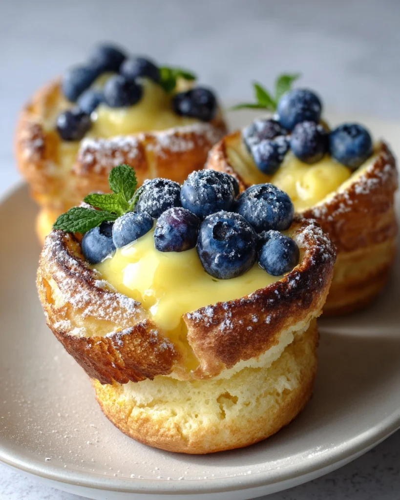 Mini Dutch Babies with Lemon Curd and Blueberries Delight