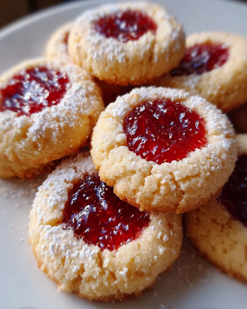 Raspberry Almond Thumbprint Cookies