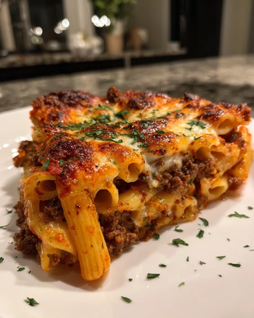 Baked Penne Pasta with Ground Beef Easy Dinner