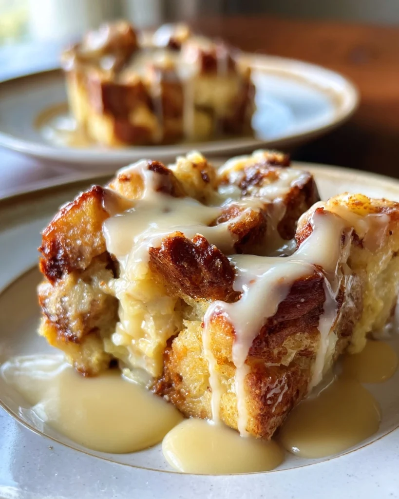 Classic Bread Pudding with Warm Vanilla Sauce Easy Dessert