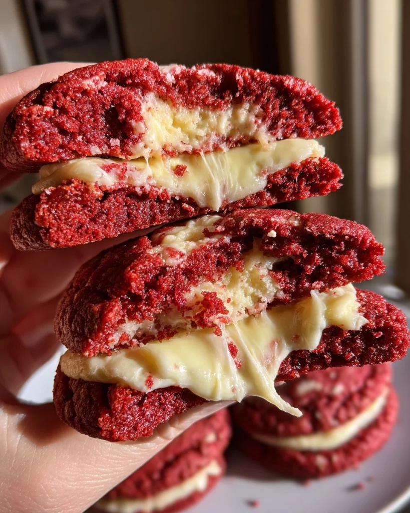 Red Velvet Cheesecake Stuffed Cookies Holiday Dessert