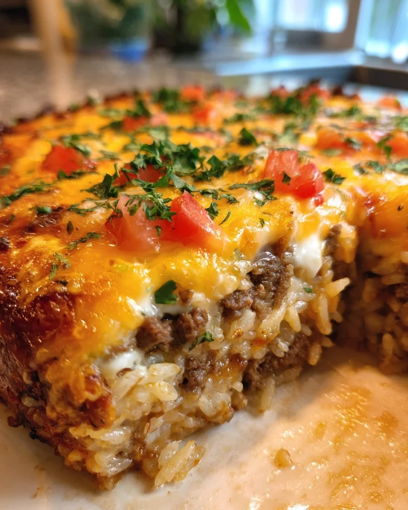 Cheesy Beef & Rice Casserole (Easy Family Meal!)