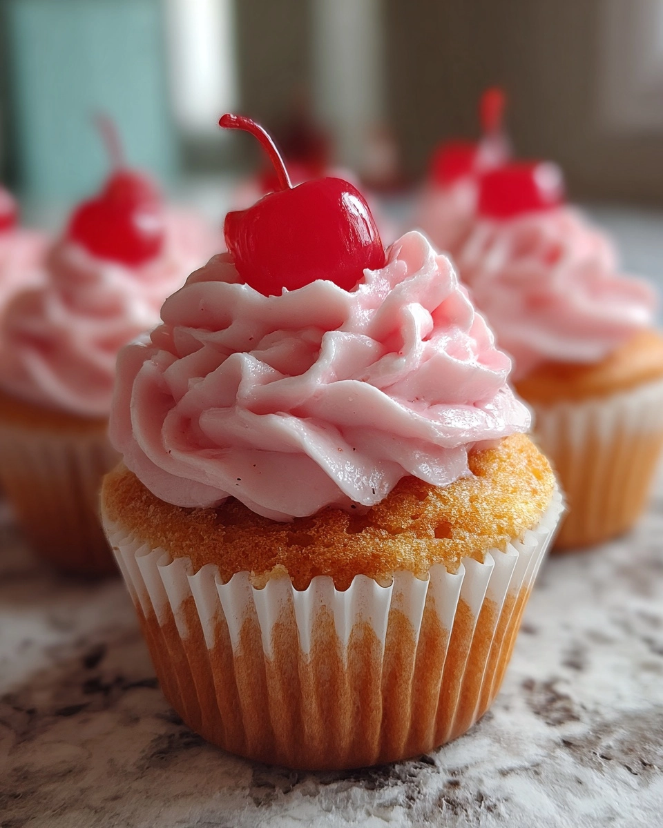 Cherry Vanilla Cupcakes with Buttercream Frosting