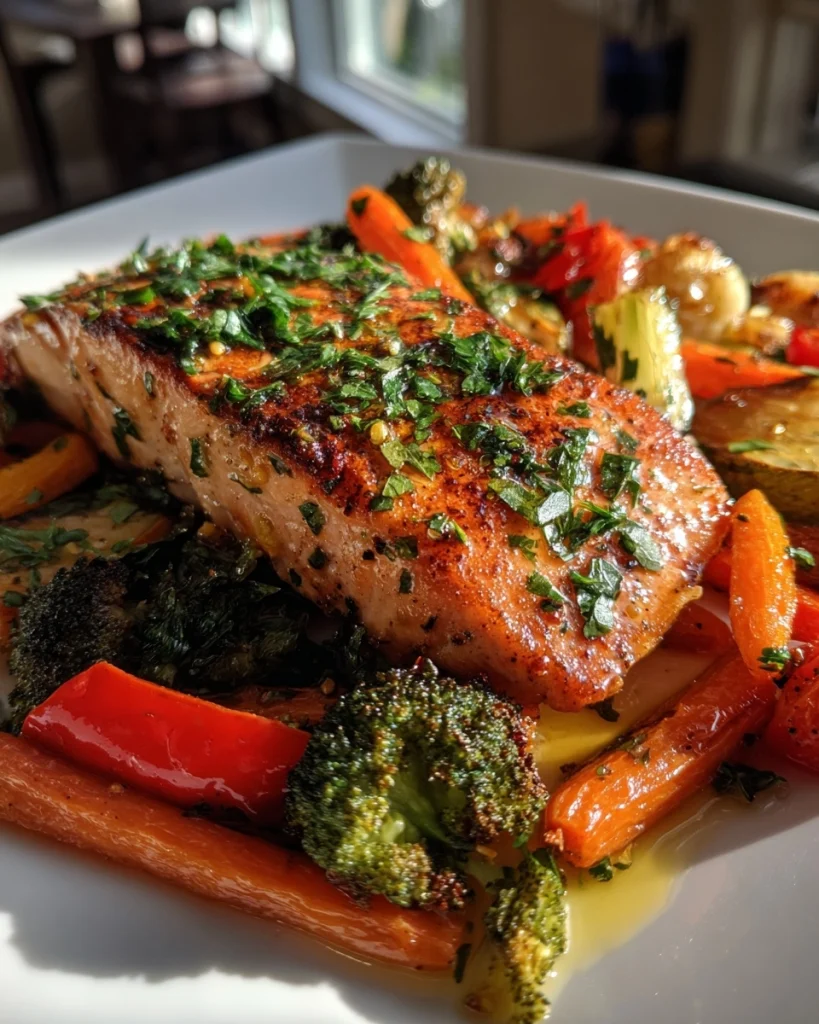 Sheet Pan Salmon & Veggies (Healthy 30-Minute Dinner!)
