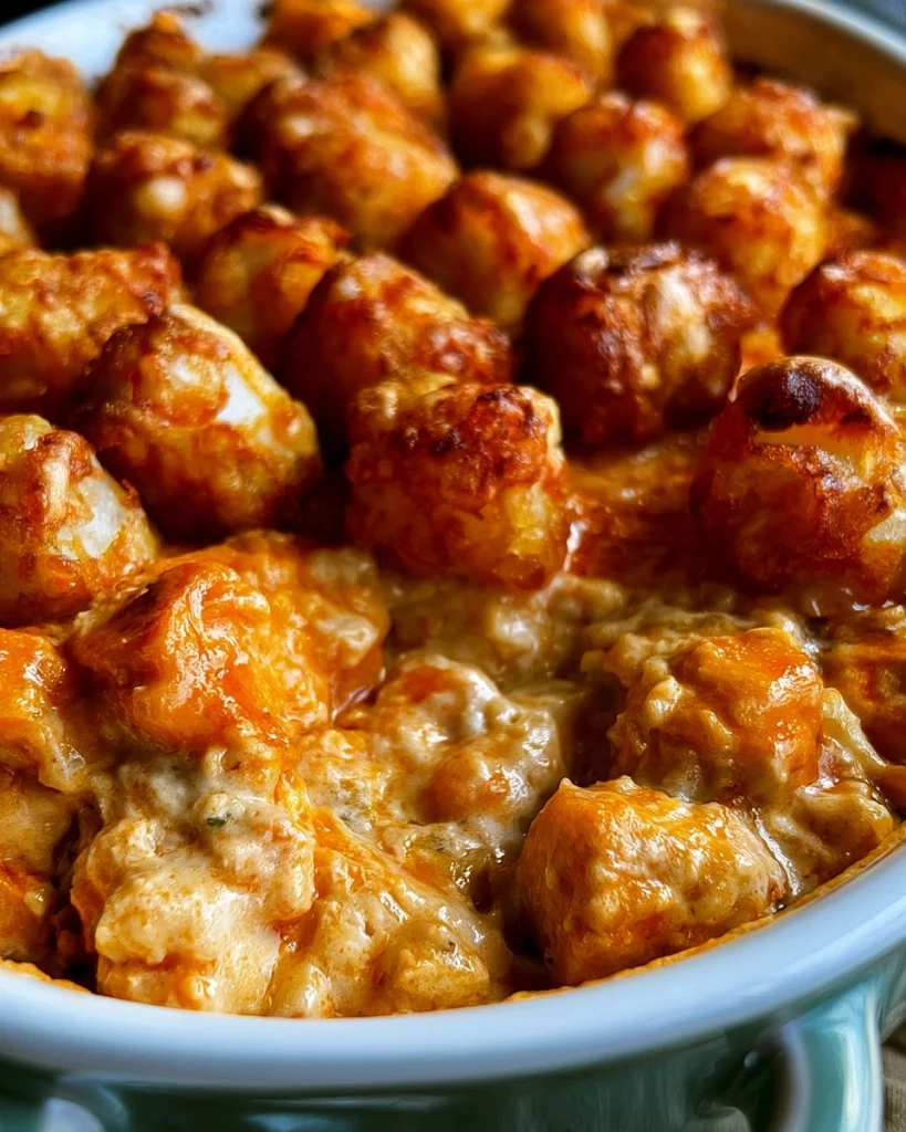 Buffalo Chicken Tater Tot Casserole