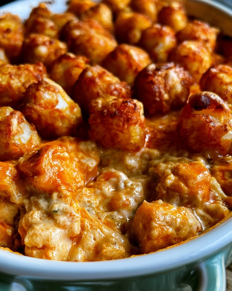 Buffalo Chicken Tater Tot Casserole