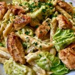 Cabbage Alfredo with Garlic Chicken