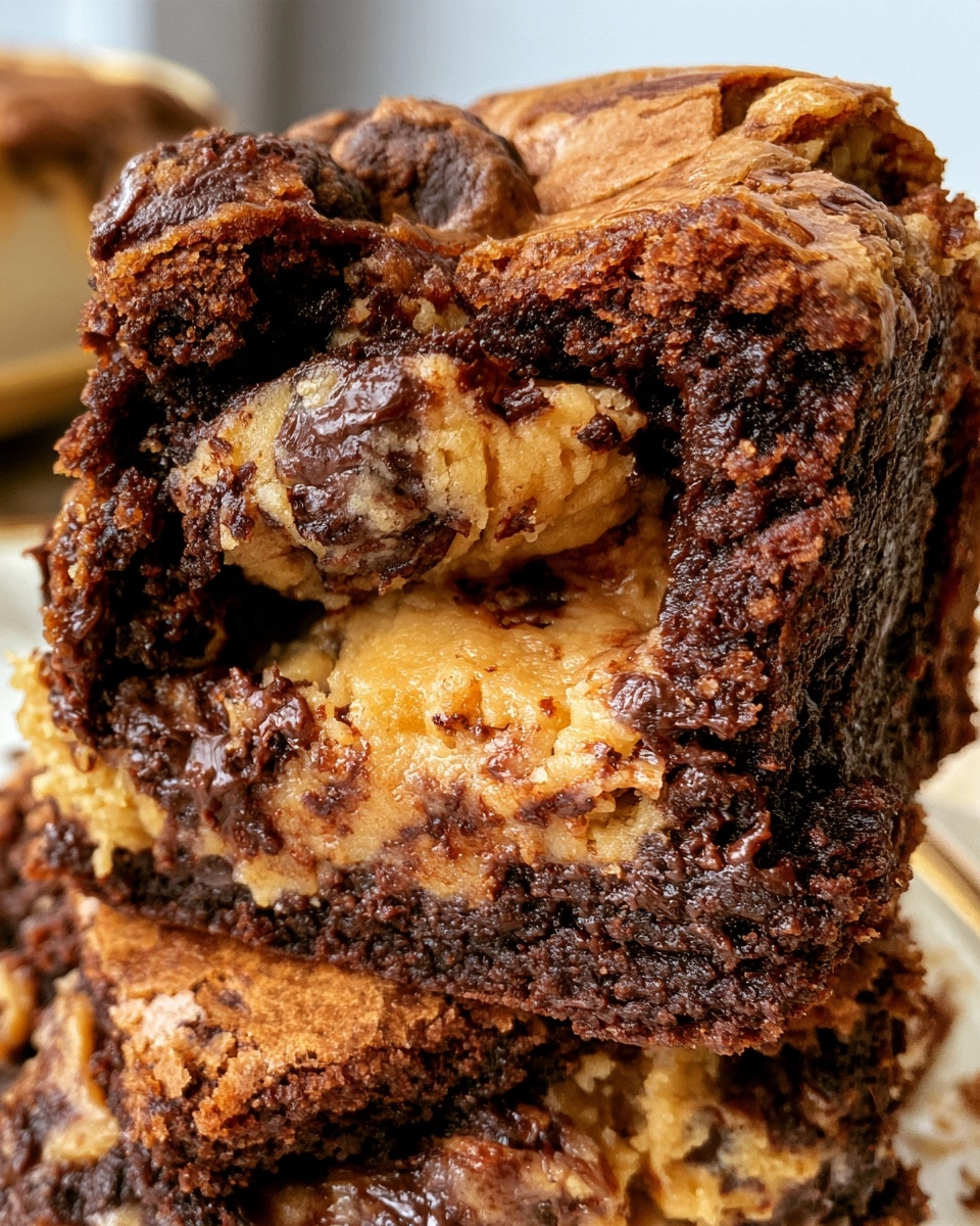 Cookie Dough Stuffed Brownies