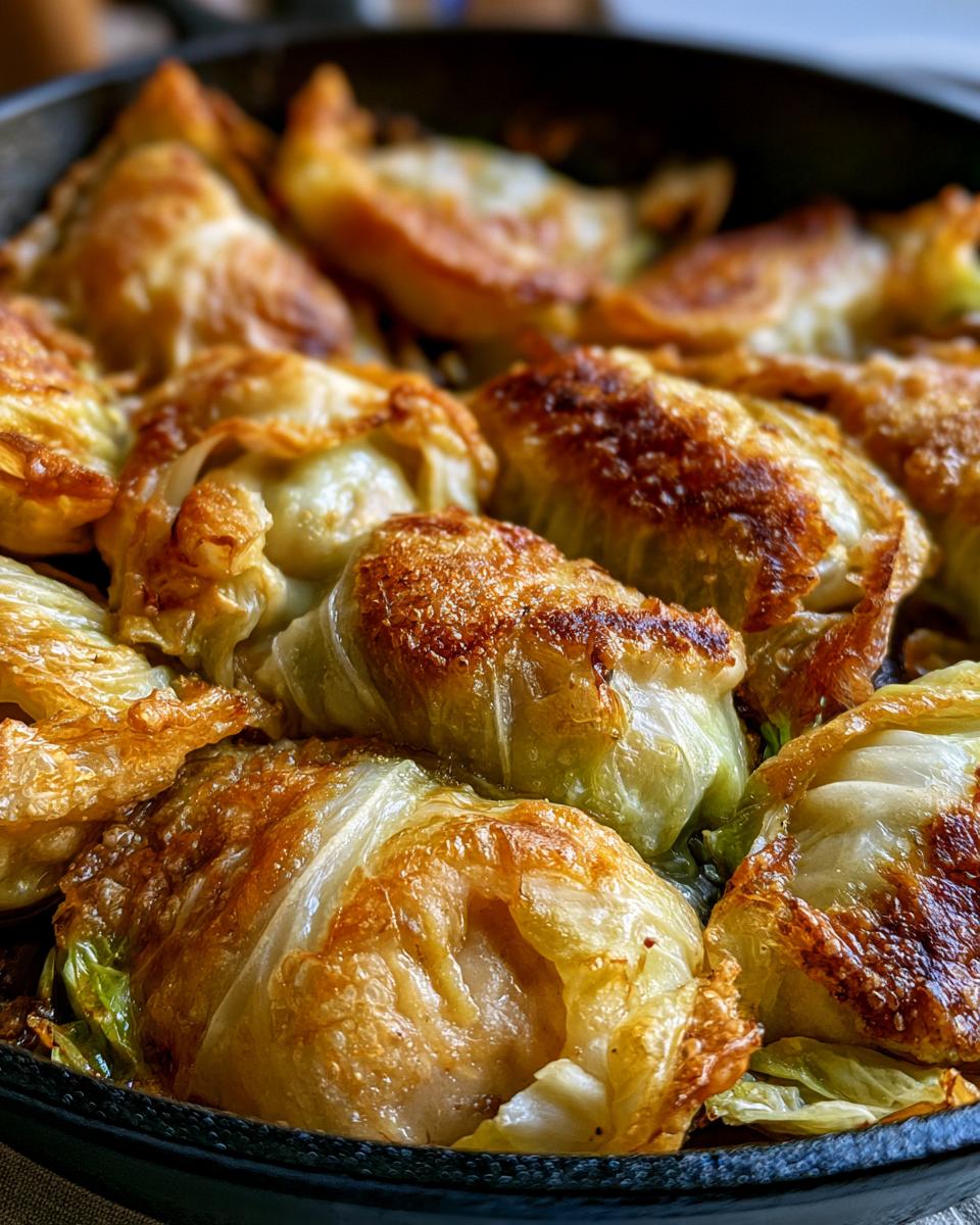 Crispy Cabbage Dumpling Skillet