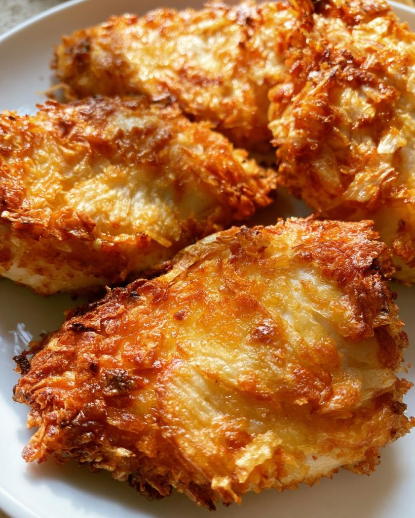 Crispy Parmesan Potato Crusted Chicken