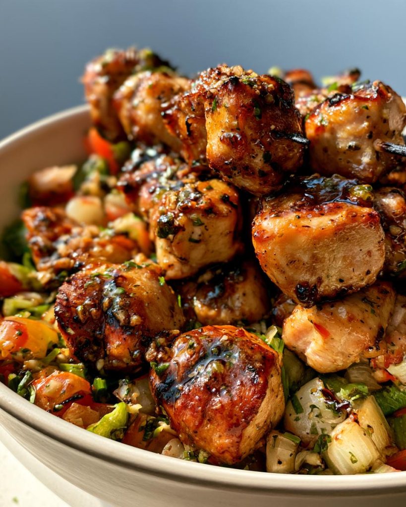 Garlic Parmesan Chicken Skewer Bowls