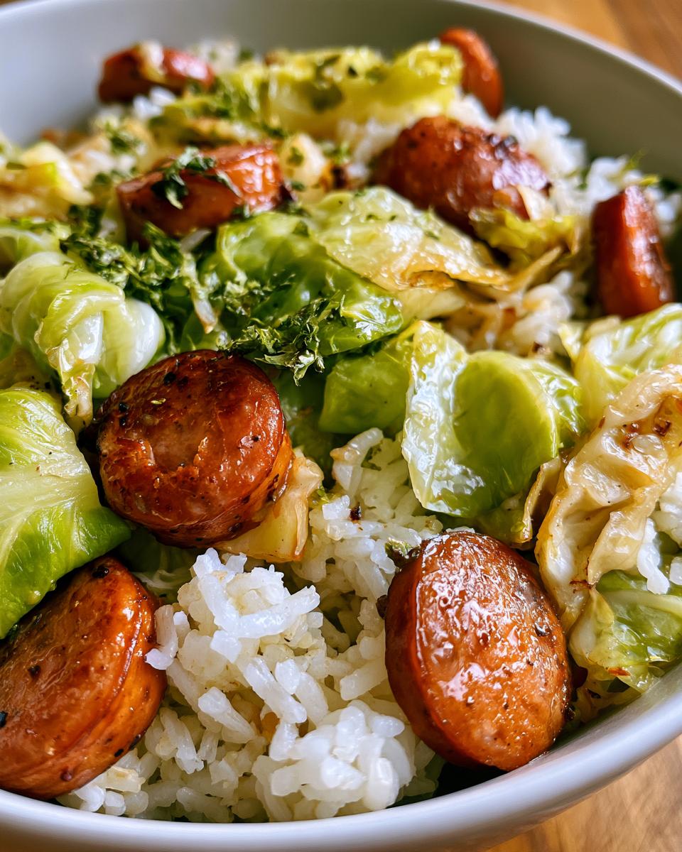 One Pan Cabbage and Sausage Rice
