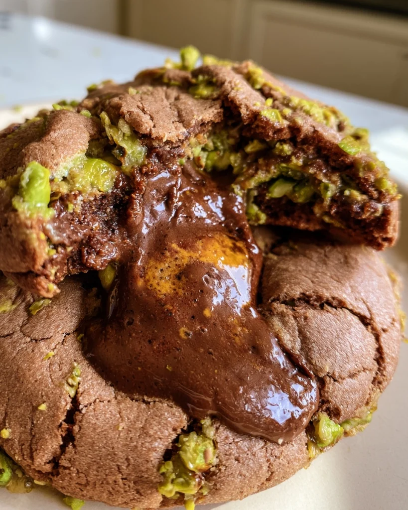 Pistachio Chocolate Lava Cookies