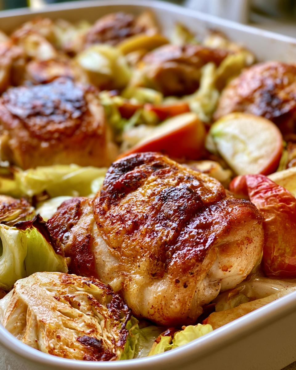 Sheet Pan Chicken with Apples and Cabbage