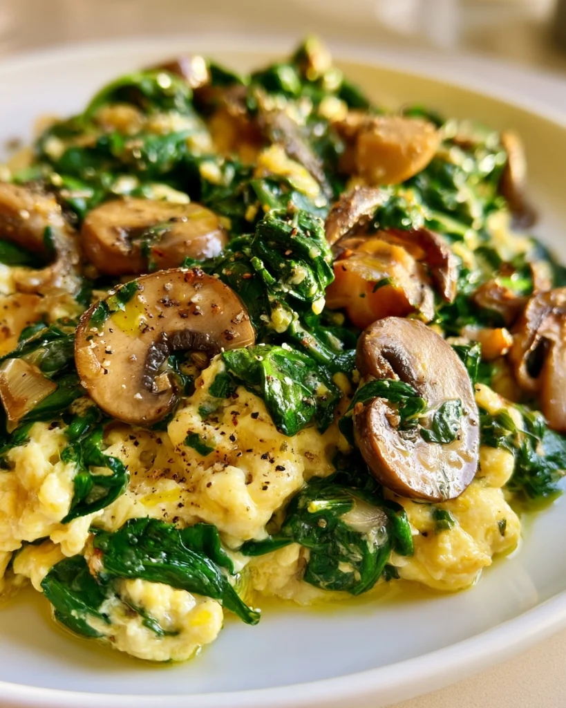 Spinach Mushroom Egg Scramble